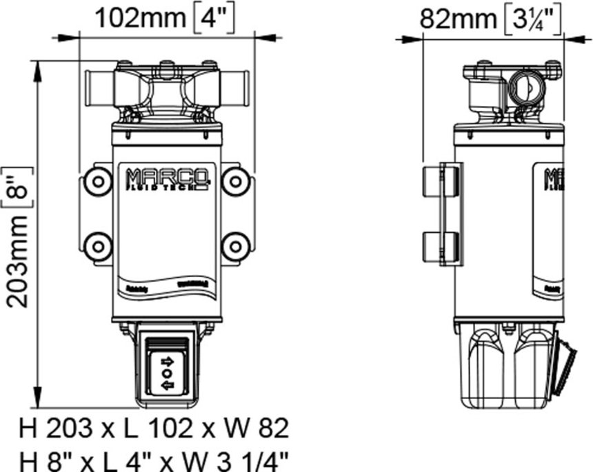UP1-JR reversible impeller pump 28 l/min 12V 24V