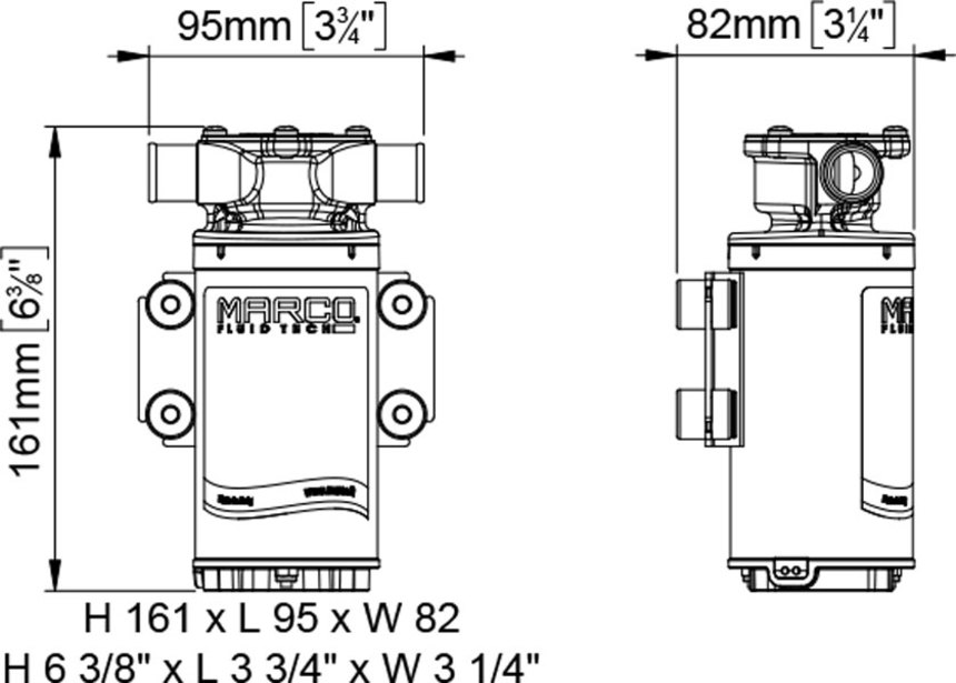 Marco UP1 Pumpe mit Nitrilgummizahnrad und int. Bürsten 35 l/min (12 Volt)