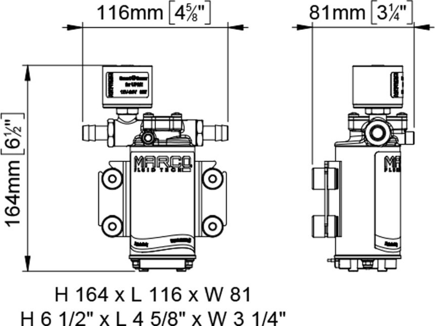 Marco UP2/A Automatische Druckwasserpumpe mit Druckwächter 10 l/min (12  Volt) | MARCO PUMPEN