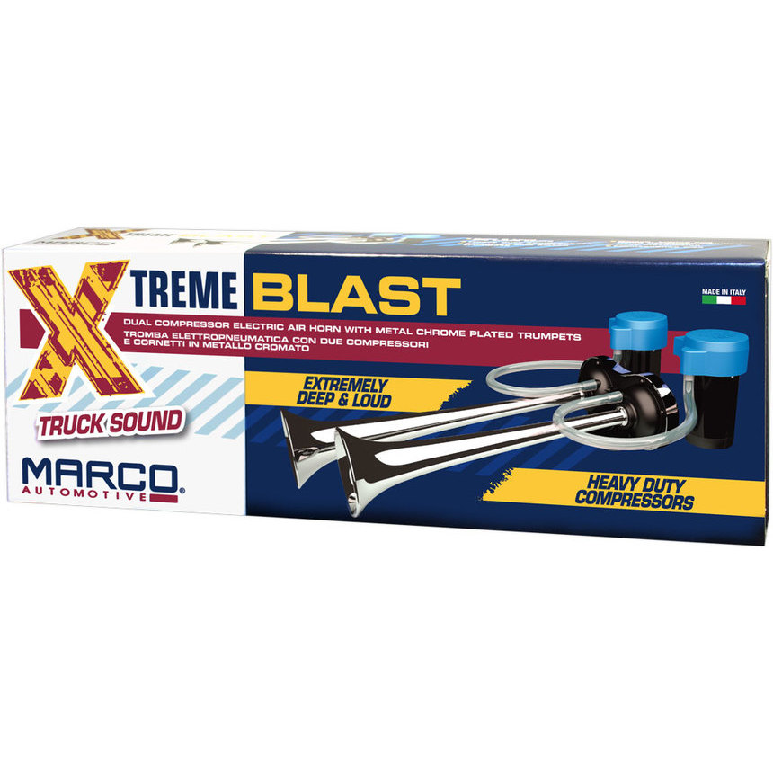  MARCO Xtreme Blast Electric Horn – Italian Tuck Accessories –  Extremely Loud Car Horn – Comes with Dual Compressor – 120 dB Loud Truck  Horn for Improved Safety : Automotive